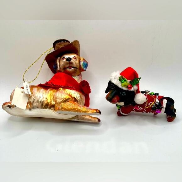 Christmas dog ornaments, set of 2 - Picture 1 of 10